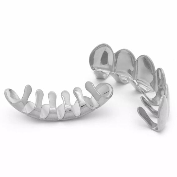 Silver Grillz Hip Hop Teeth Grill Removable NEW - Picture 2 of 3